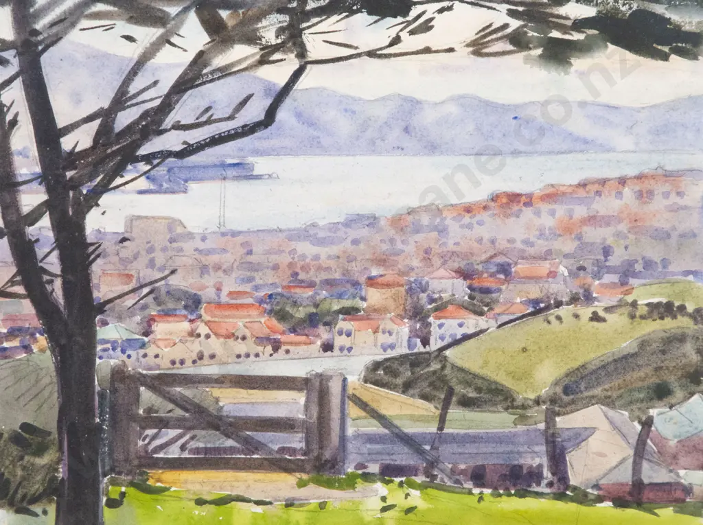 Nugent Welch (1881 - 1970) - View of Wellington Harbour Image 1++