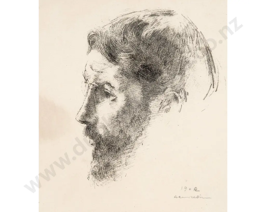 Odilon Redon (French 1840 - 1916) - Portrait of Pierre Bonnard Image 1++