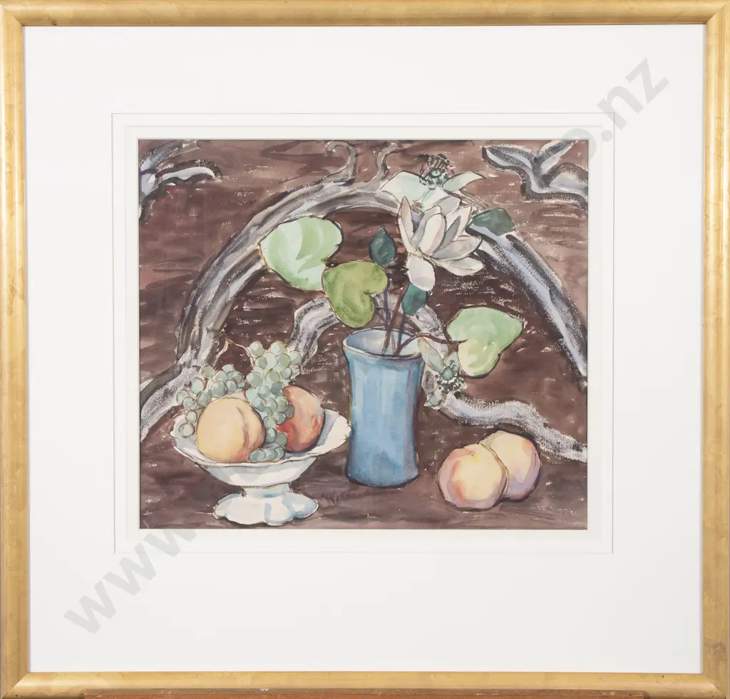 Attributed Maude Burge (1865 - 1957) - Still Life with Peaches and Grapes Image 1++
