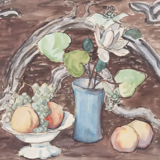 Attributed Maude Burge (1865 - 1957) - Still Life with Peaches and Grapes