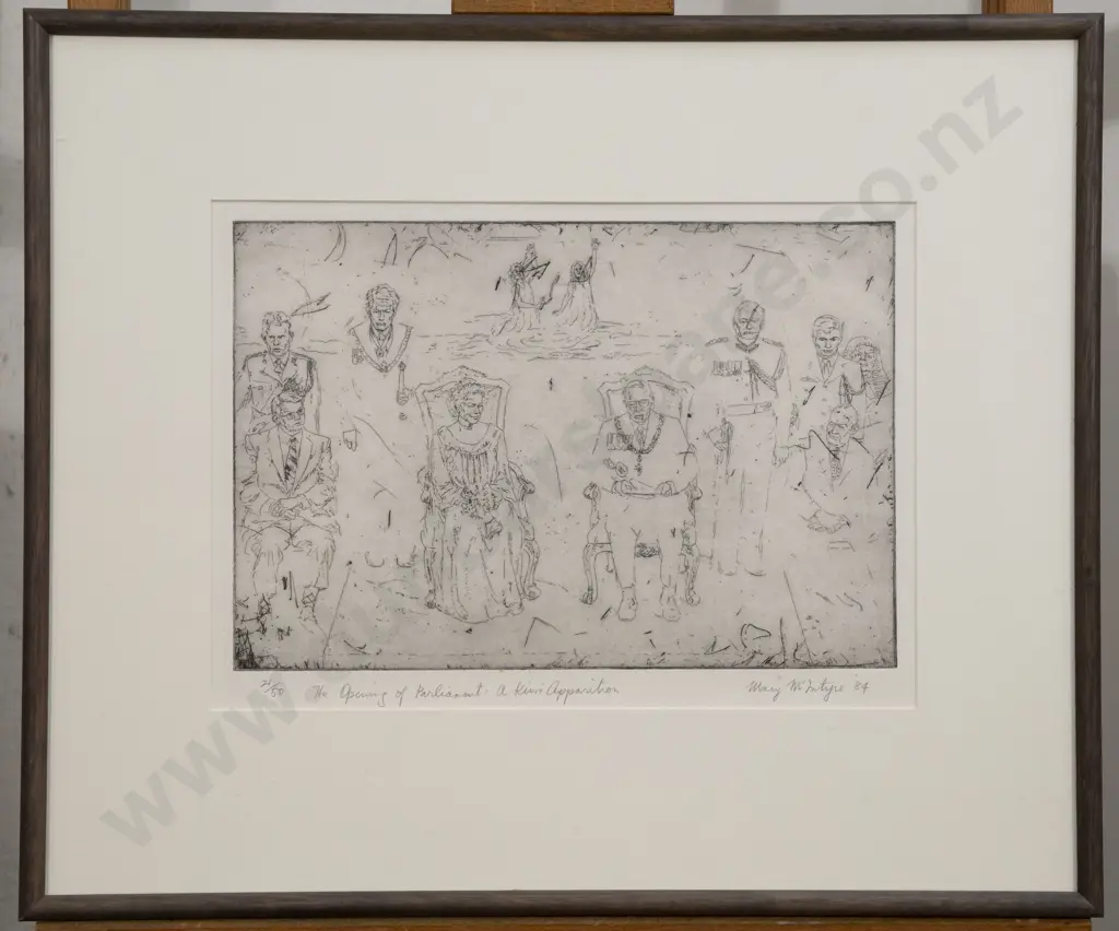 Mary McIntyre (b 1928) - The Opening of Parliament: A Kiwi Apparition Image 1++