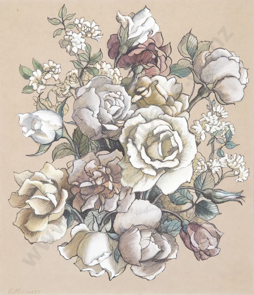 Elise Mourant (1921 - 1990) - Roses Image 1++