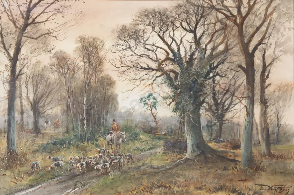 Henry Charles Fox (British 1860 - 1925) - Hunting Scene Image 1++