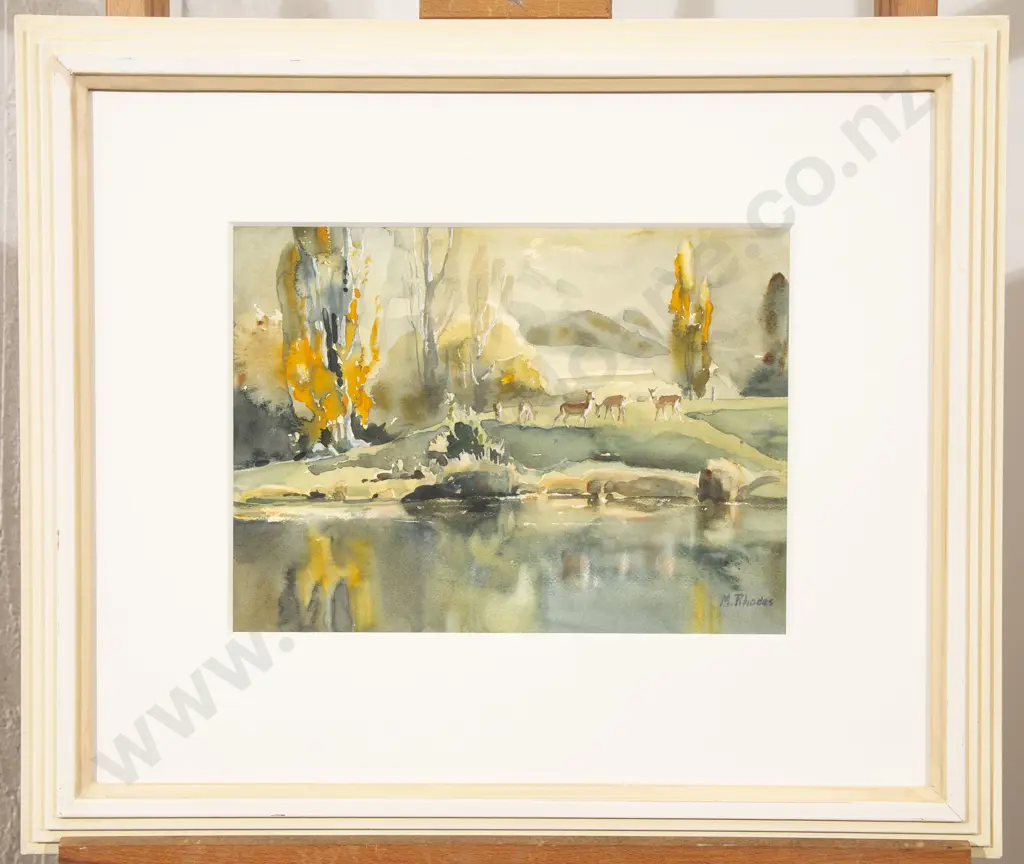 Margaret Rhodes (1921 - 2018) - Forest Scene with Deer Image 1++