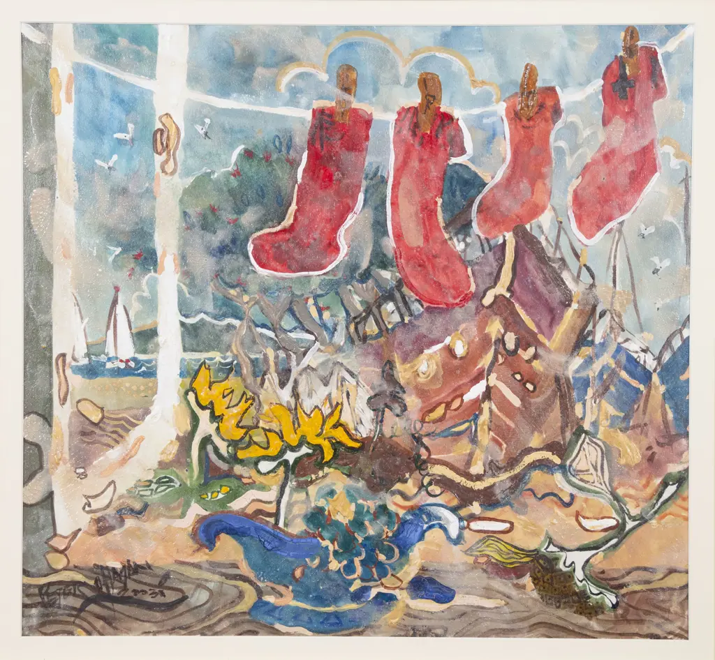 Peter O'Hagan (1942 - 2013) - Red Socks in the Window - Devonport - Auckland Image 1++