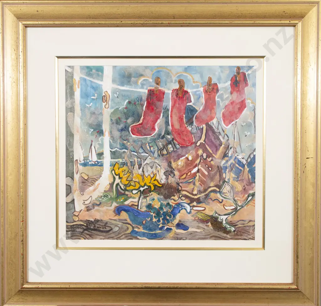 Peter O'Hagan (1942 - 2013) - Red Socks in the Window - Devonport - Auckland Image 1++