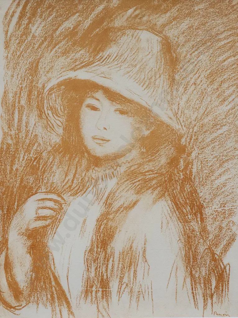 After Pierre Auguste Renoir (French 1841 - 1914) - Fille au Chapeau de Paille Image 1++