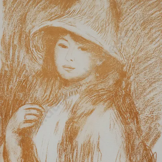After Pierre Auguste Renoir (French 1841 - 1914) - Fille au Chapeau de Paille