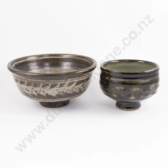 Two NZ Pottery Footed Bowls