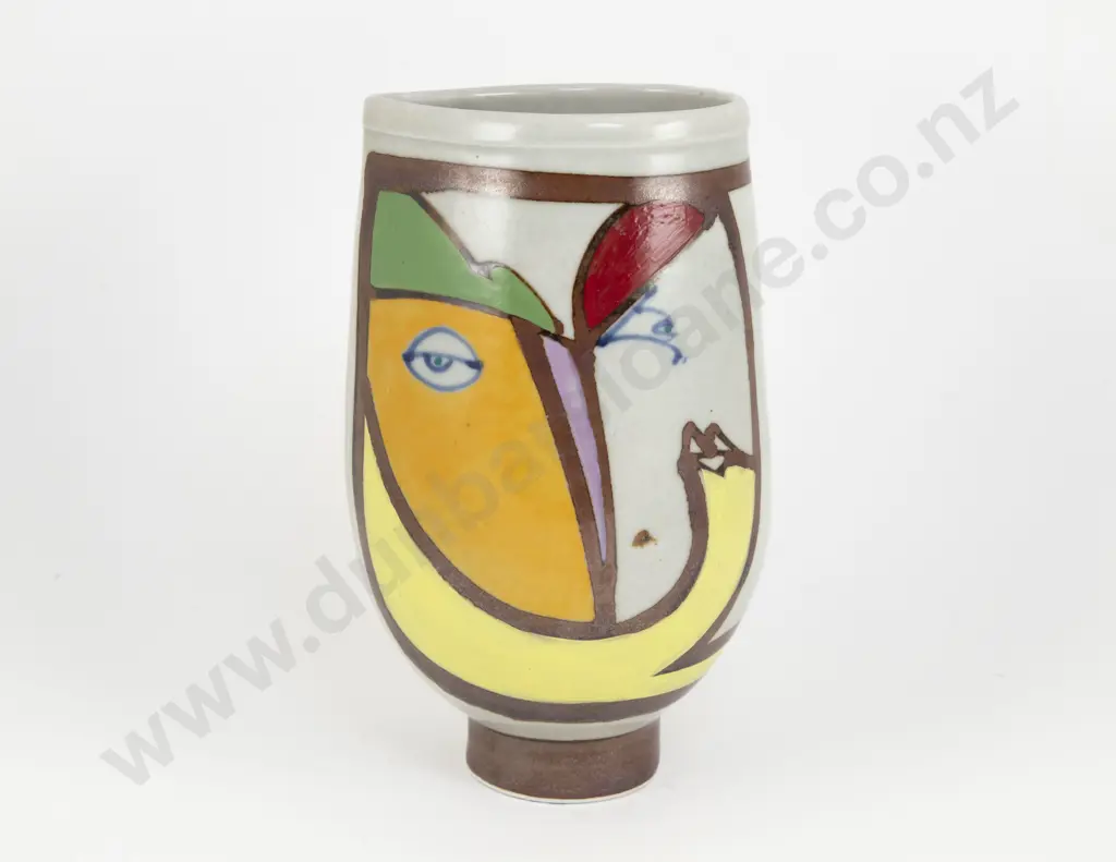 John Crawford Hector Pottery Cubist Portrait Vase Image 1++