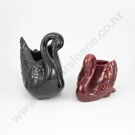 Two Casey Ware Swan Vases