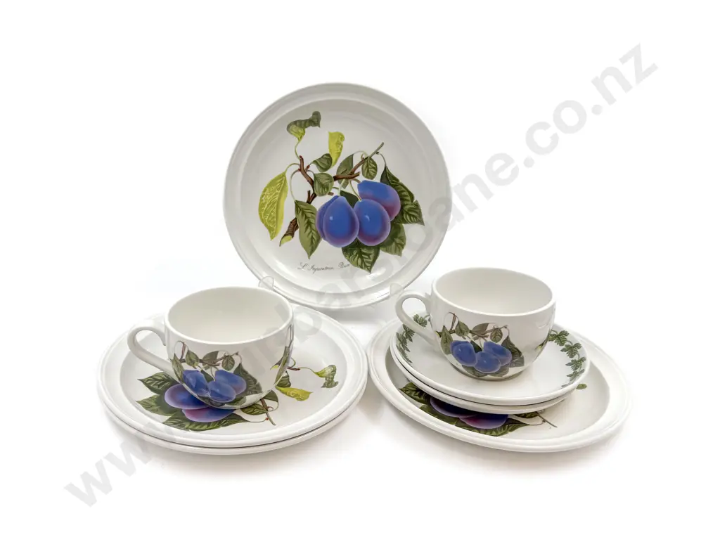 Five Portmeirion Plates together with Pair of Breakfast Mugs & Saucers Image 1++