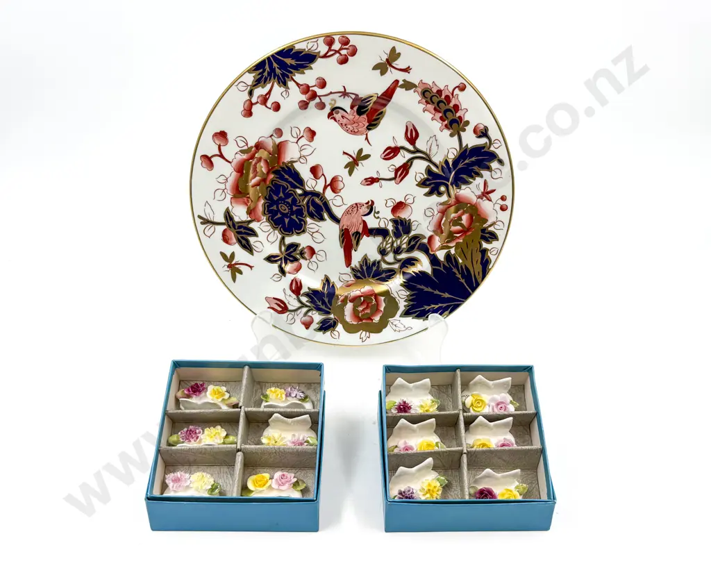 Coalport Cabinet Plate together with Pair of Boxed Sets Place Holders Image 1++