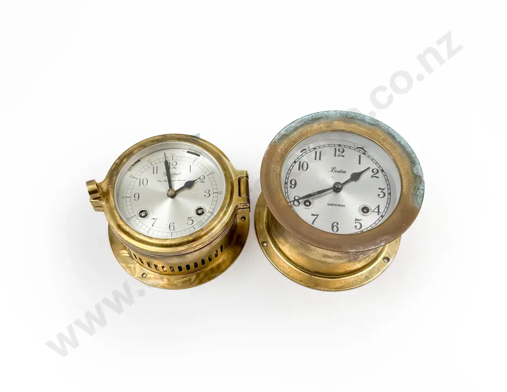 Two Brass Ships Clocks Image 1++