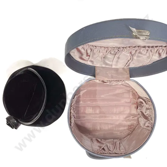"Antler" Design Leather Hatbox together with Vintage Ladies Hat