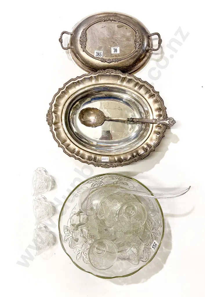 Glass Punch Set together with S/P Tureen & Others Image 1++