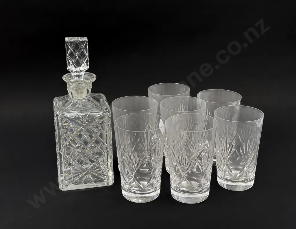 A Set of Seven Tumblers together with Crystal Decanter Image 1++