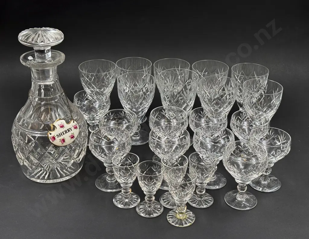 Quantity of Assorted Webb Corbett Crystal Glasses & Decanter Image 1++