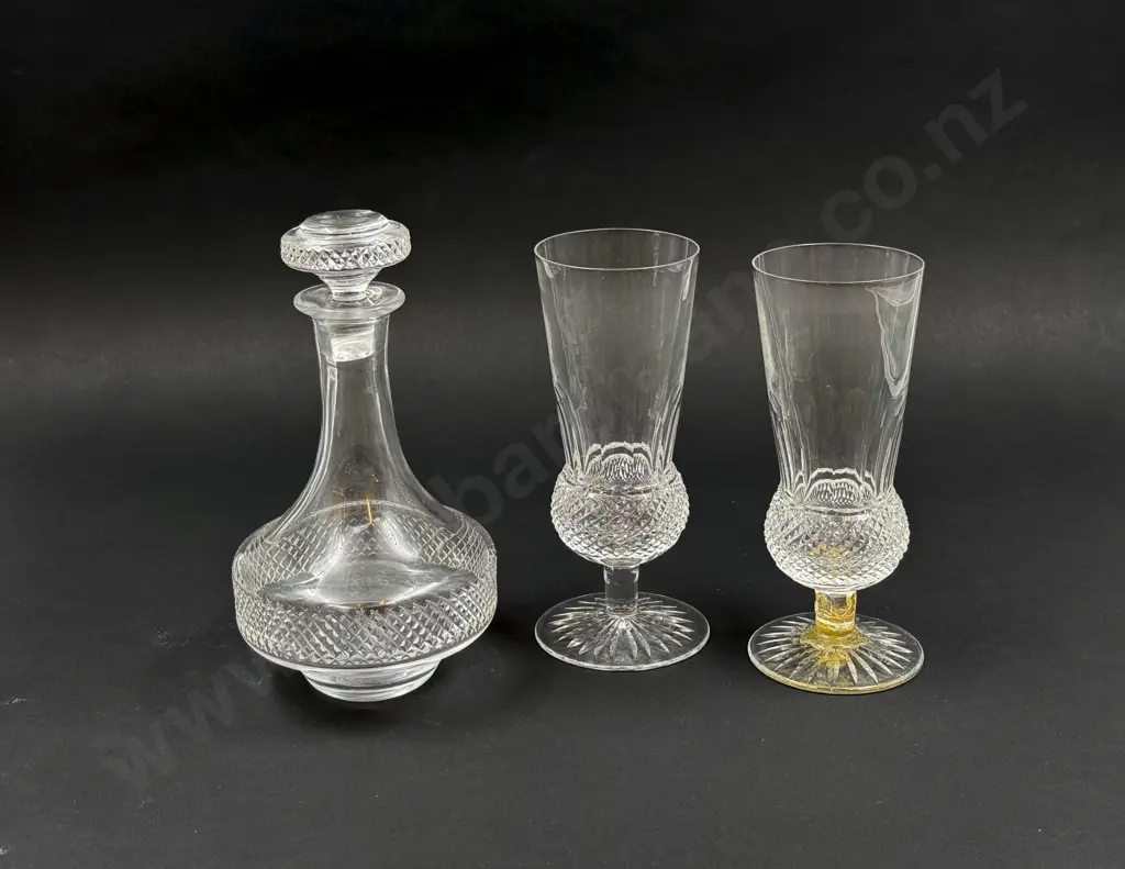 Small Kosta Decanter & Two Crystal Glasses Image 1++