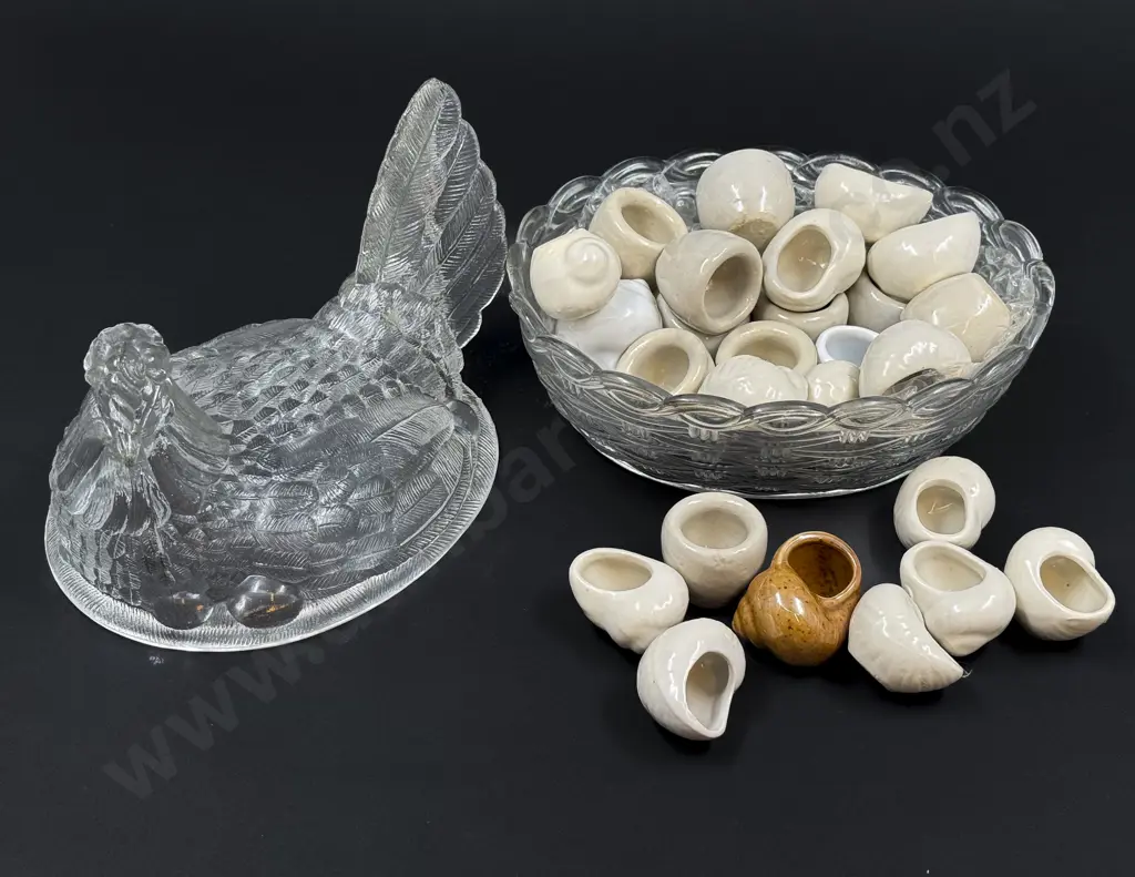 Quantity of Assorted Ceramic Shells in Glass Chicken Tureen Image 1++
