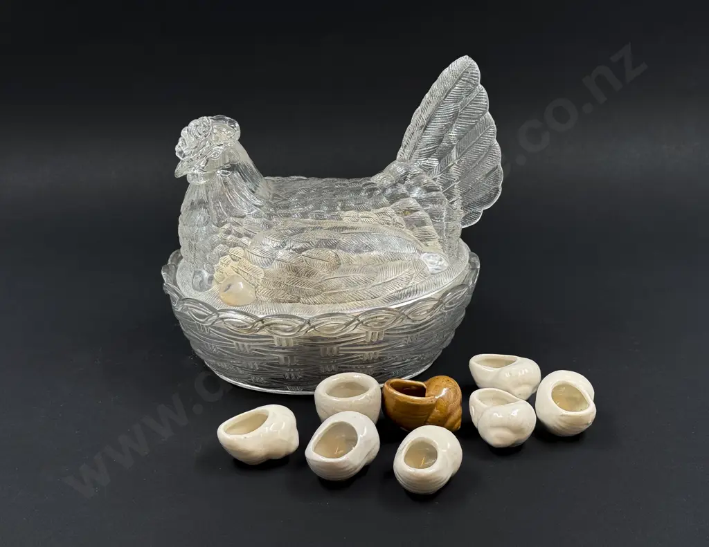 Quantity of Assorted Ceramic Shells in Glass Chicken Tureen Image 1++