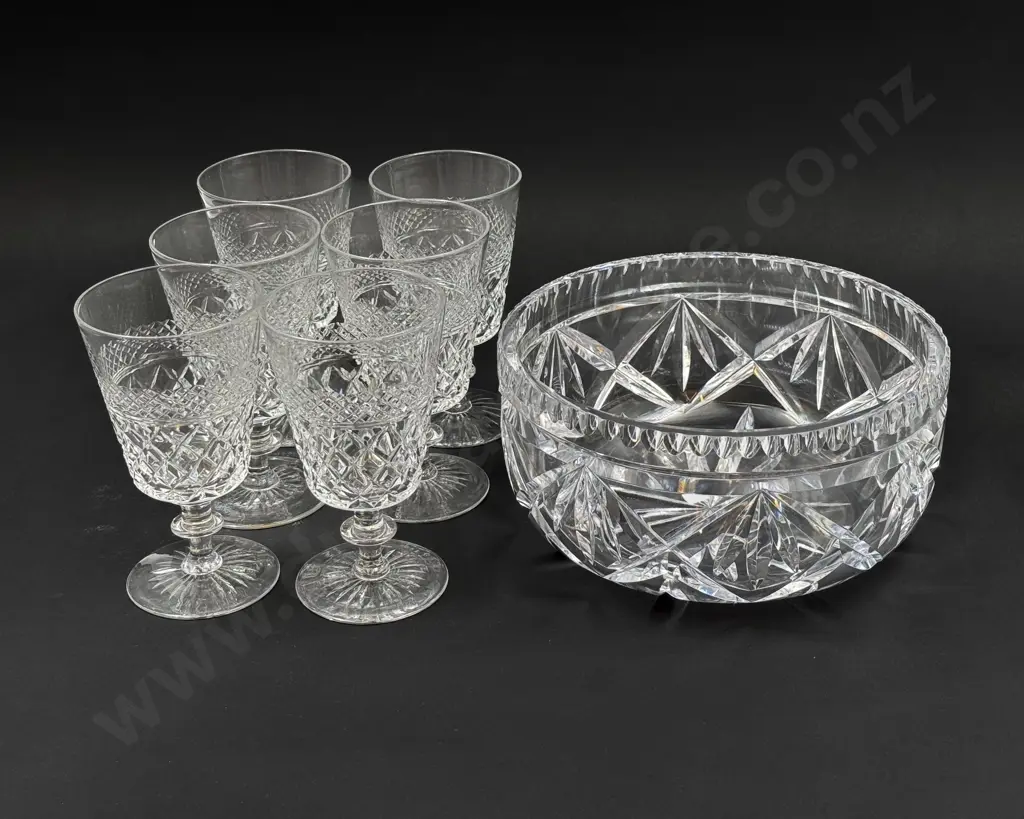 Crystal Bowl & Four Crystal Goblets Image 1++