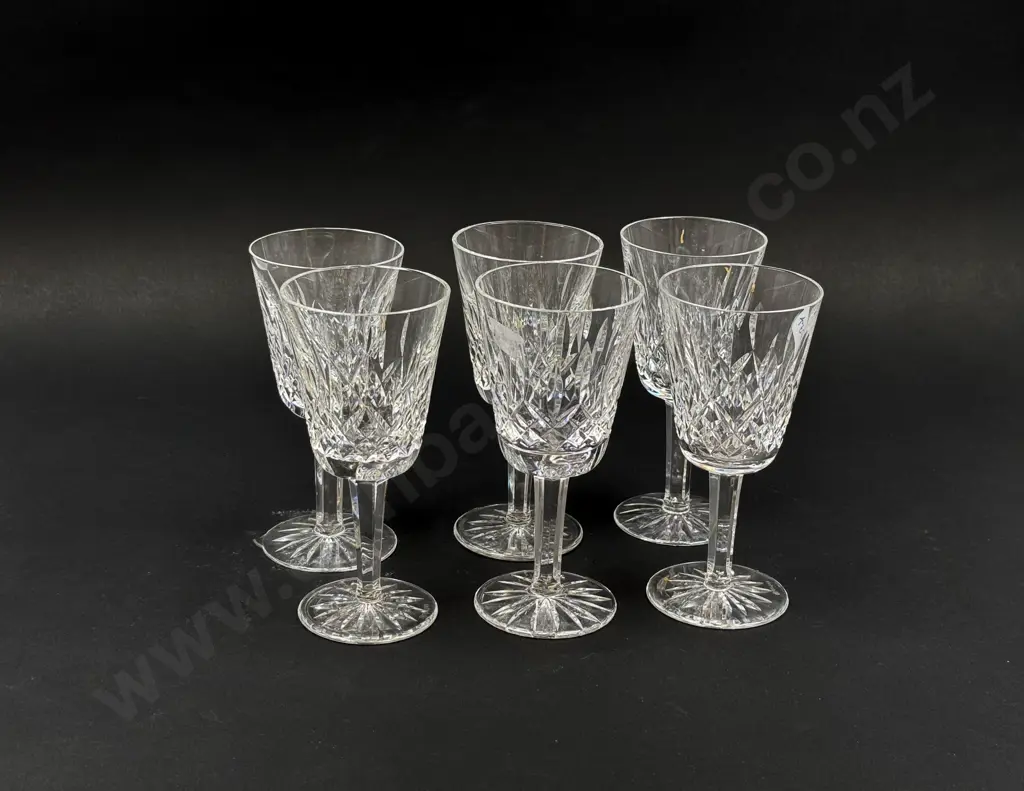 Six Waterford Crystal White Wine Glasses Image 1++