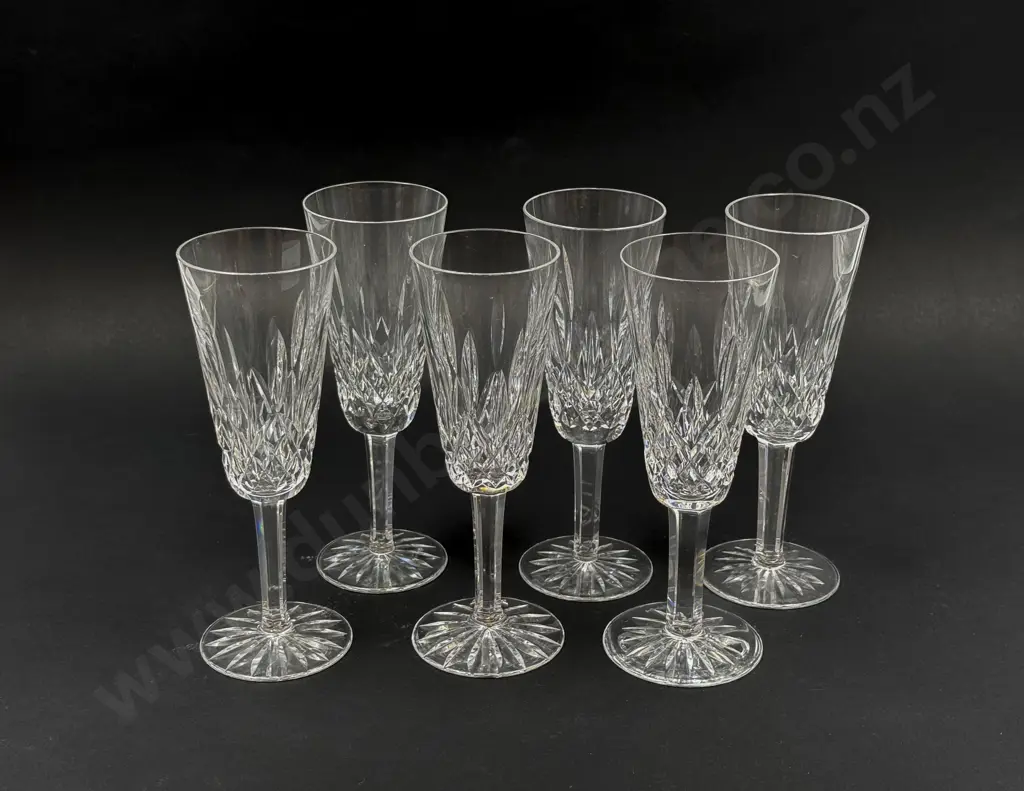 Six Waterford Crystal Champagne Flutes Image 1++