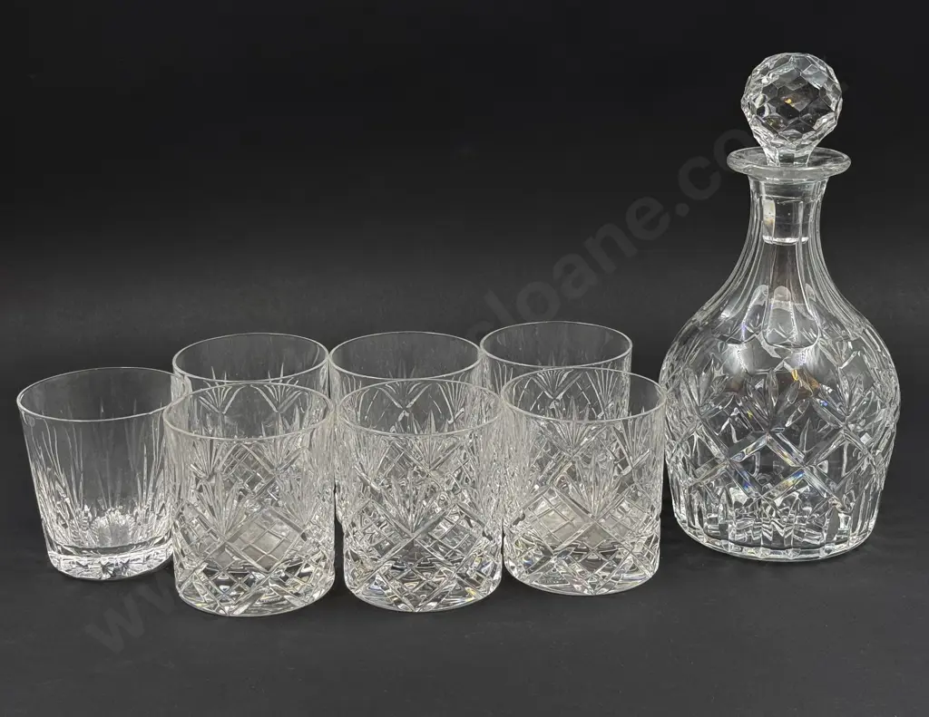 Crystal Decanter & Seven Assorted Tumblers Image 1++