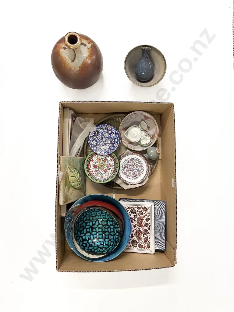 Box Quantity of Assorted incl Pottery & Enamel Dishes etc Image 1++