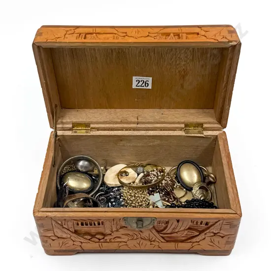 Small Camphorwood Chest of Assorted Costume Jewellery