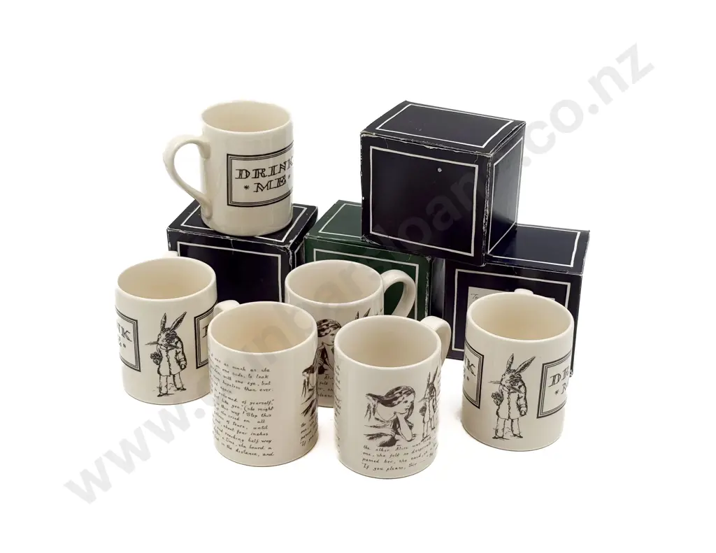 Six Assorted Alice in Wonderland Themed Mugs Image 1++