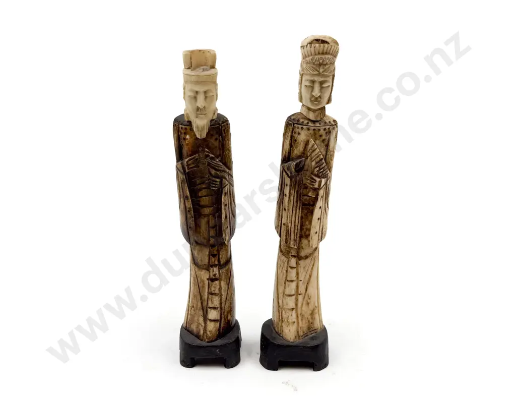 Two Chinese Carved Bone Figures Image 1++