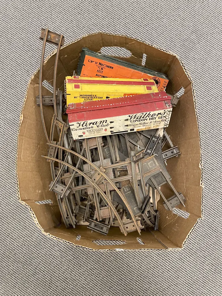 Two Boxes of Assorted Tracks & Trains Image 1++