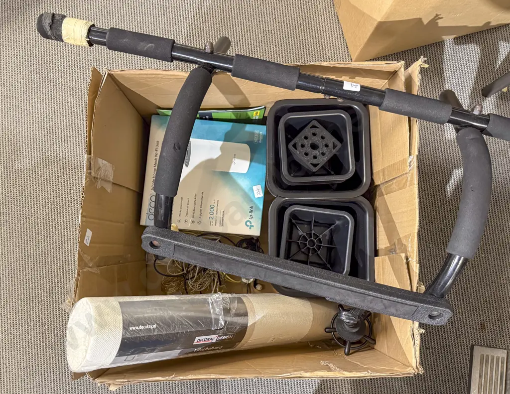 Box Quantity of Assorted including as New Deco Wi-Fi Unit pull up bar bed risers wallpaper ect Image 1++