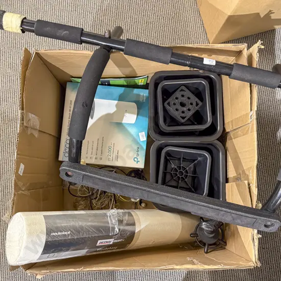 Box Quantity of Assorted including as New Deco Wi-Fi Unit pull up bar bed risers wallpaper ect