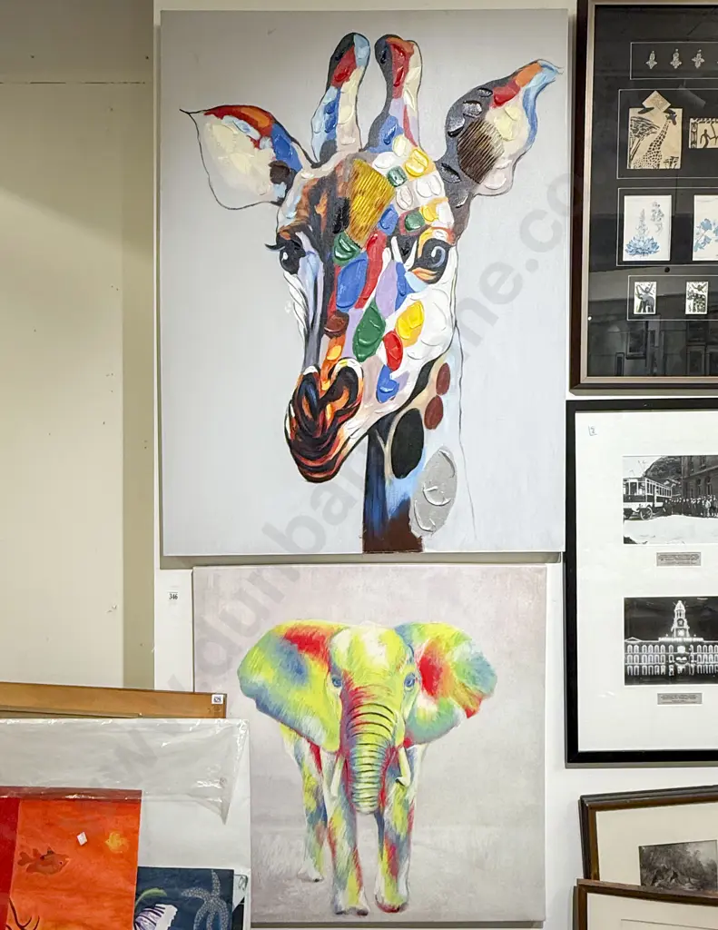 Two Abstract Mixed Media Animal Studies on Canvas Image 1++