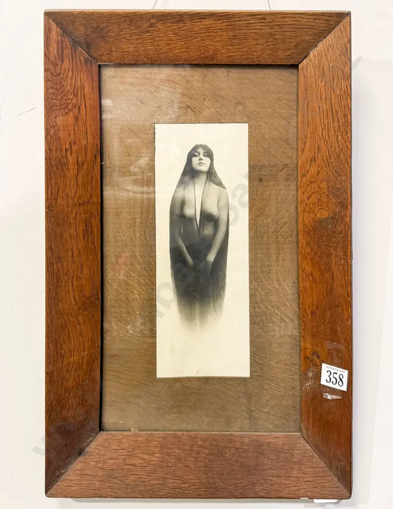 Oak Framed Art Nouveau Silver Gelatin Print "Kaloma" Image 1++