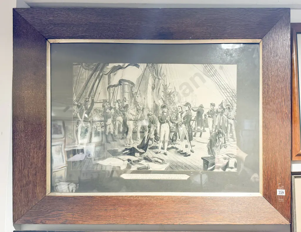 Pair of Large Oak Frames Historical Prints Image 1++