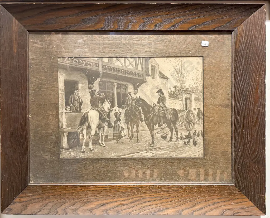 Pair of Large Oak Frames Historical Prints Image 1++