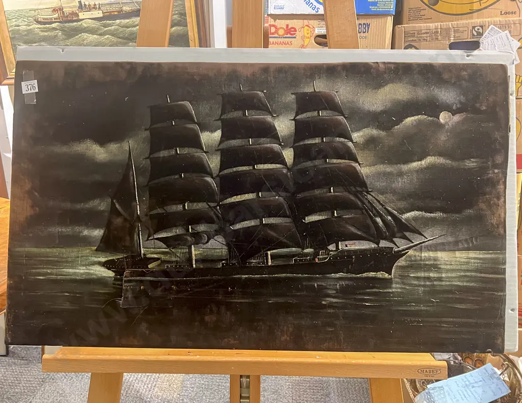 Vintage Nautical Scene on Velvet A/F (Unframed) Image 1++