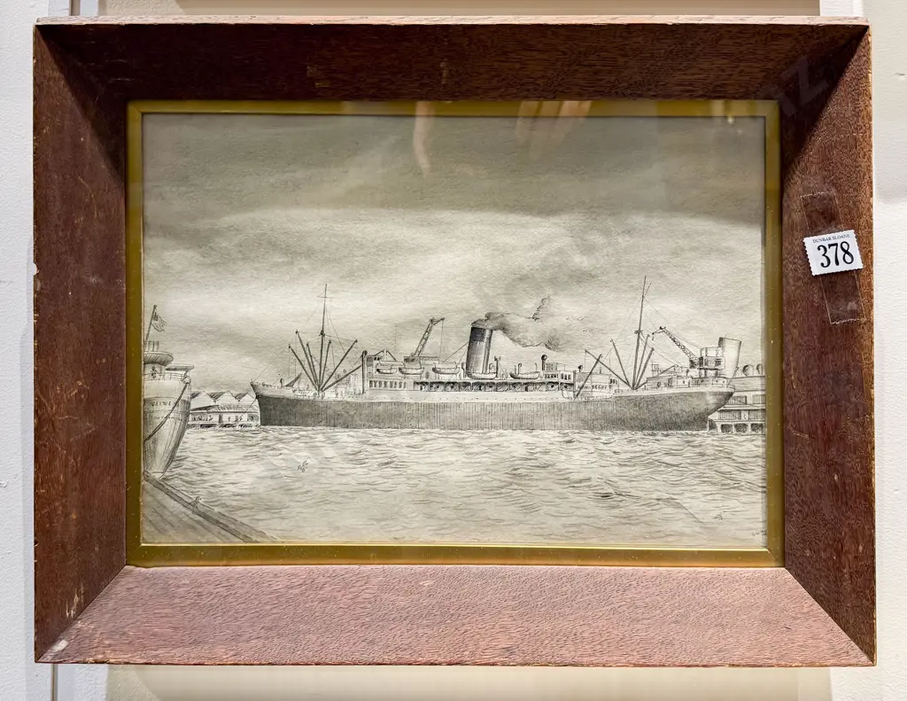 G. G. Thomas - Harbour Scene - Ink & Graphite on Paper Image 1++