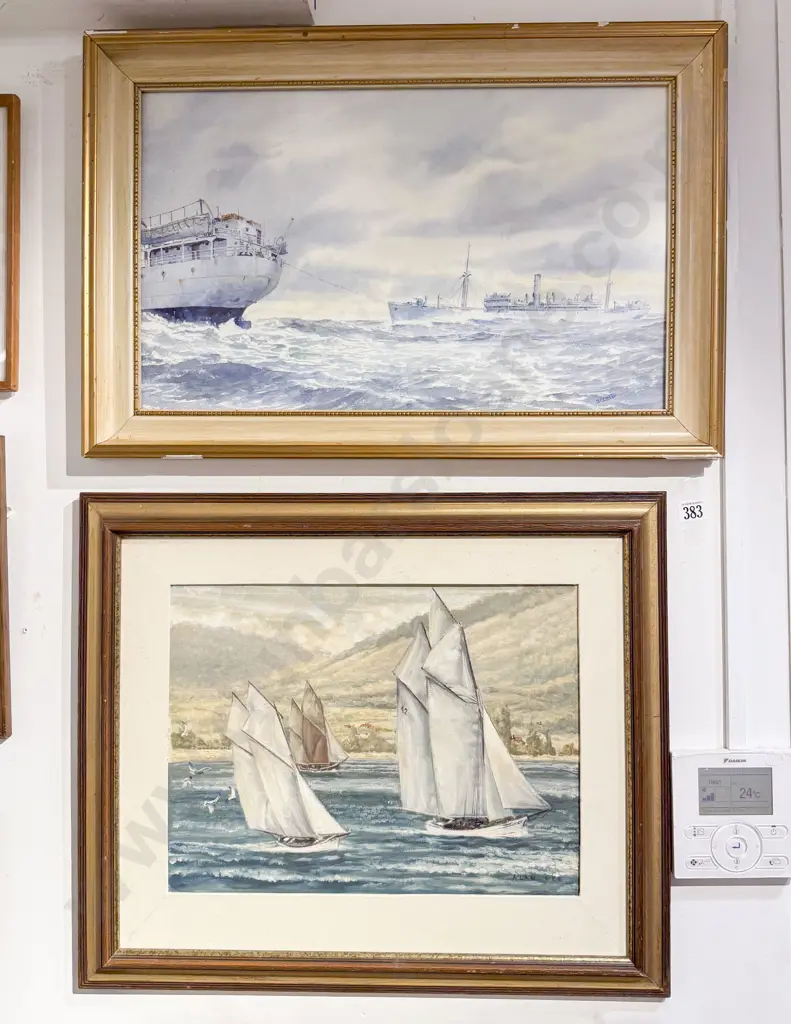 Alan Lee - Yachting Scene together with B. D. Morris Naval Scene Image 1++