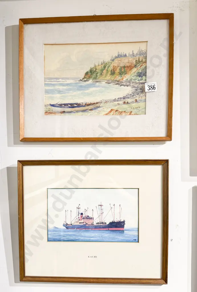 G. E. Hard - Coastal Watercolour together with Maritime Print Image 1++