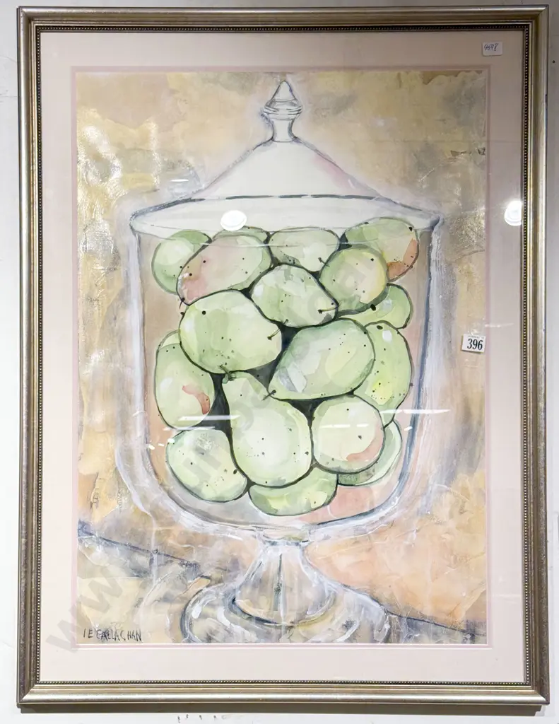 Irene Callaghan - "Pears in a Large Glass" - Mixed Media Image 1++