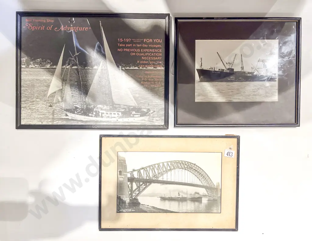 Two Assorted Black & White Maritime Photographs & Other Image 1++