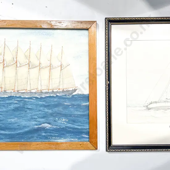 Thomas W. Lawson - Nautical Study together with Unsigned Nautical Study "Flagship Hope"