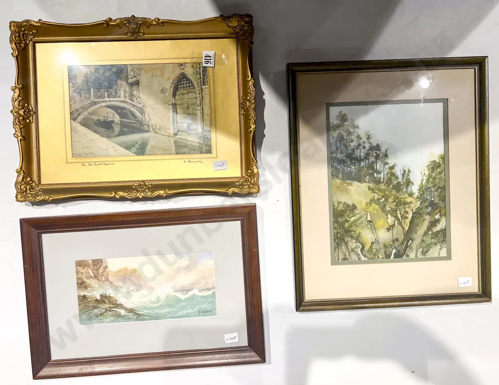 J. Lawrence - Coastal Scene - Watercolour together with Other Watercolour & Print Image 1++