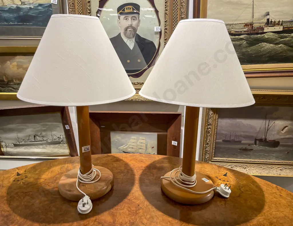 Two Wooden Table Lamps Image 1++