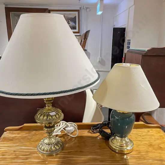 Heavy Brass Table Lamp & Other Table Lamp